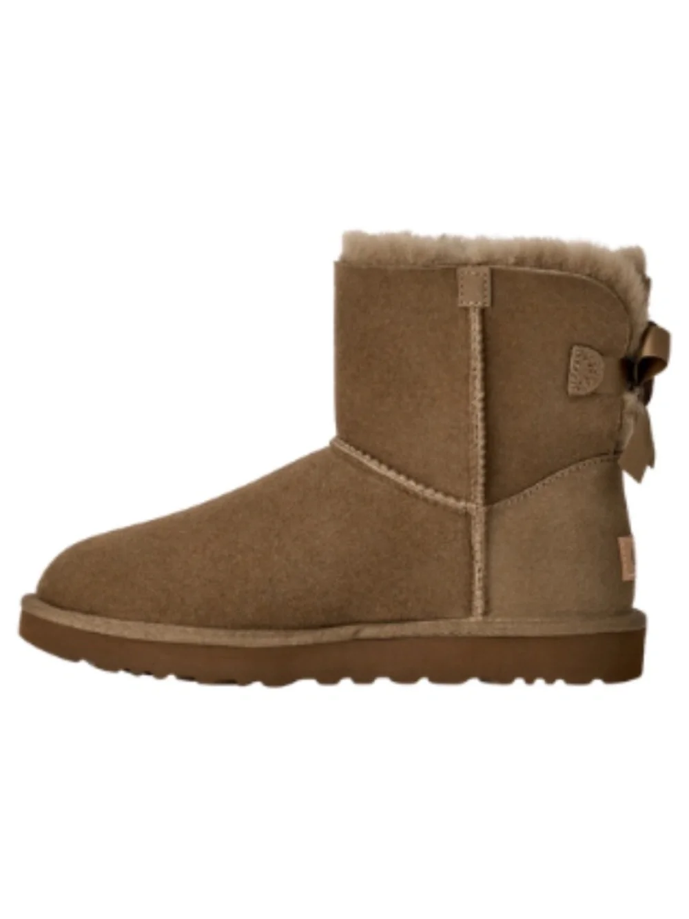Women's UGG Mini Bailey Bow II Winter Boot, Light Bronze Suede. 1016501